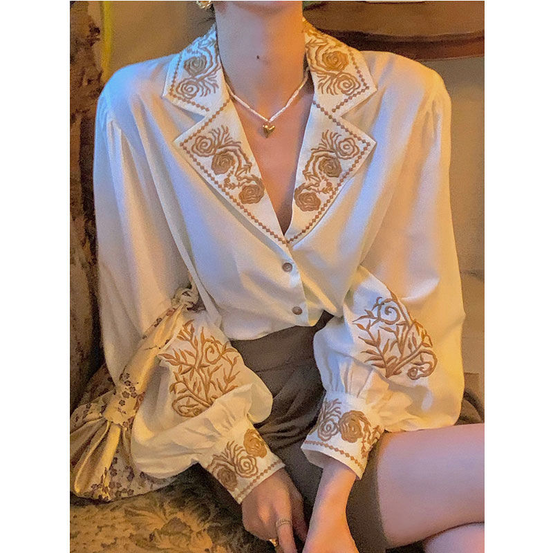 Embroidery Cotton Shirt - Áo Nữ Áo Sơ Mi Thêu