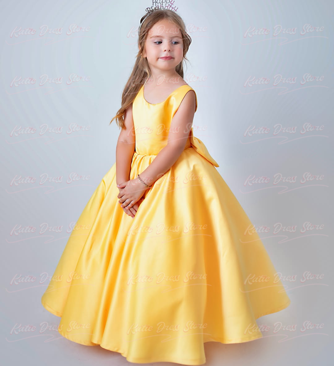 Yellow Customized Satin Flower - đánh giá và giá Embroidery Yellow Dress