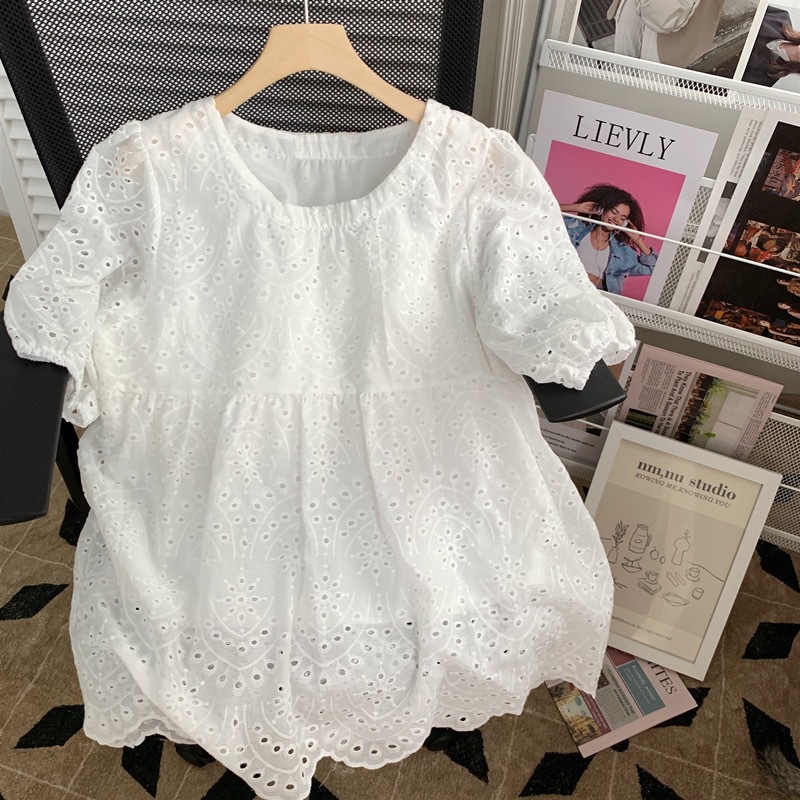 Fashion Hollow Out White Embro - đánh giá và giá Embroidery Cotton Shirt