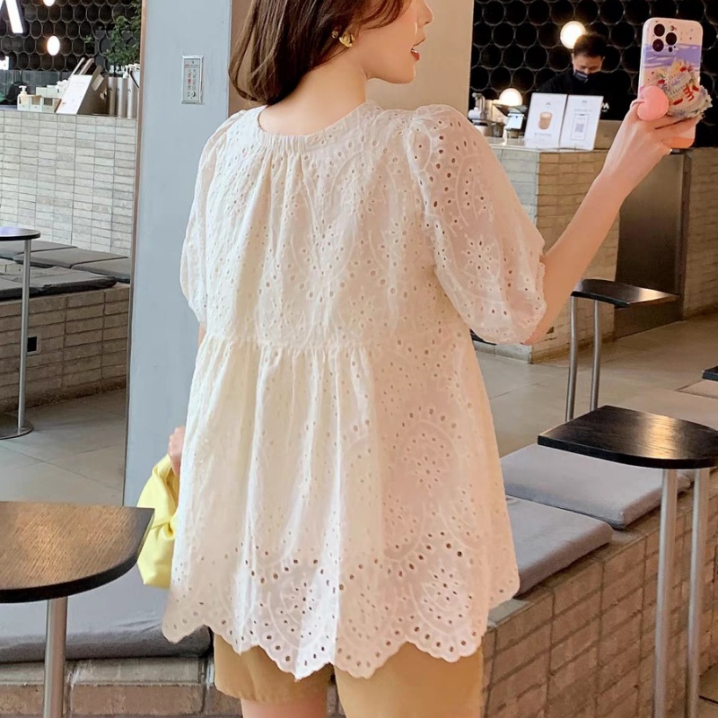Fashion Hollow Out White Embro - đánh giá và giá Embroidery Cotton Shirt