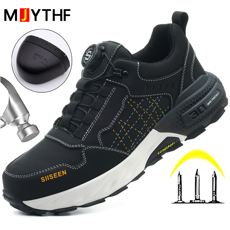 Black Leather Safety Shoes Sec - đánh giá và giá Embroidery Garments