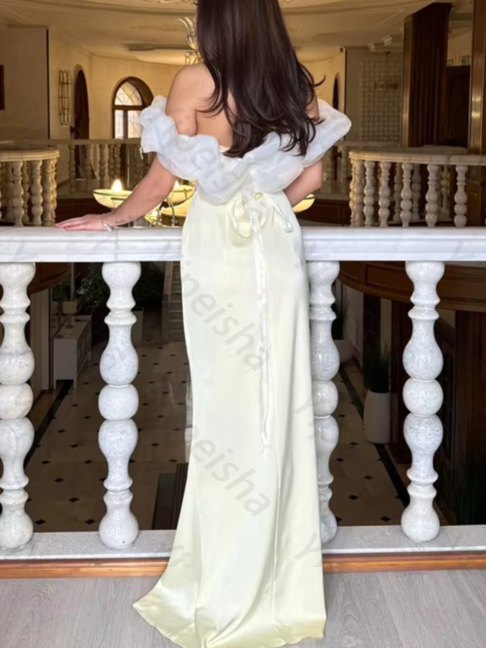 Customized Yellow Satin Evenin - đánh giá và giá Embroidery Yellow Dress